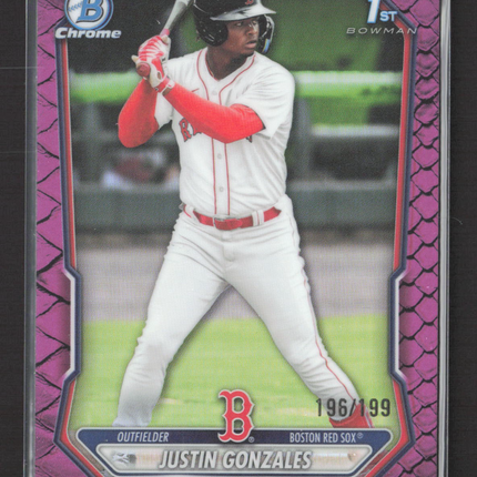 2026 Topps Bowman Chrome Justin Gonzales #BCP-141 Purple Reptillian 196/199