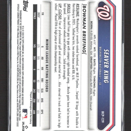 2026 Bowman Chrome Seaver King #BCP-129 Blue Shimmer /150