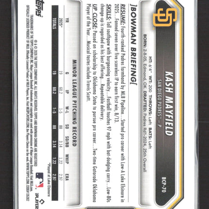 2026 Bowman Chrome Kash Mayfield #BCP-70 Fuschia Wave /199