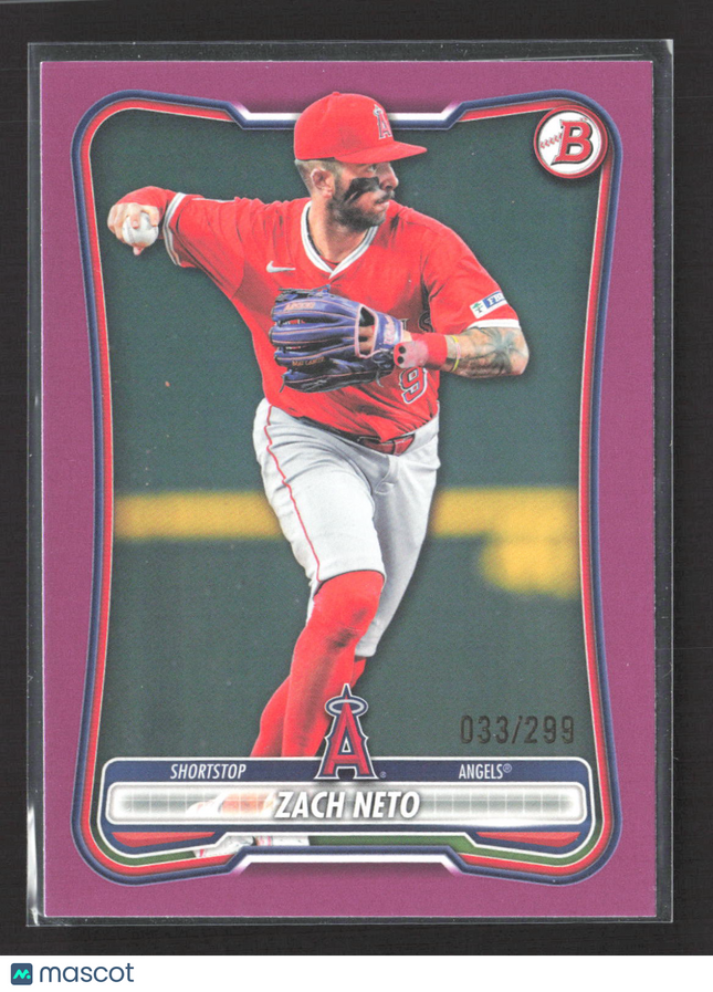 2026 Topps Bowman Zach Neto #42 Purple 033/299