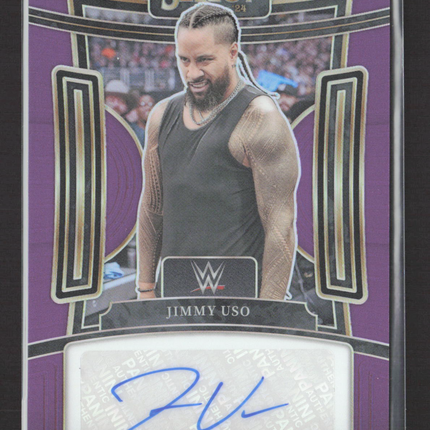 2024 Panini Select Prizm WWE Jimmy Uso #SG-JMU Purple 03/35 Auto