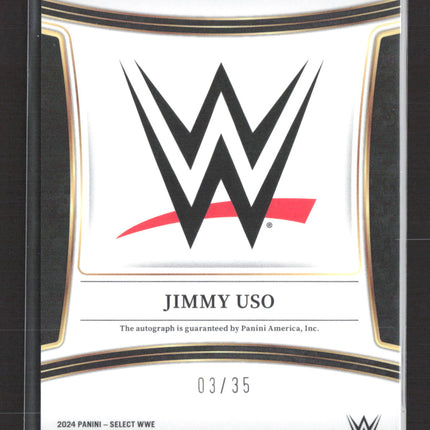 2024 Panini Select Prizm WWE Jimmy Uso #SG-JMU Purple 03/35 Auto