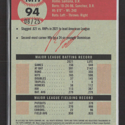 2022 Topps Chrome Platinum Anniversary Rafael Devers #94 Orange 08/25