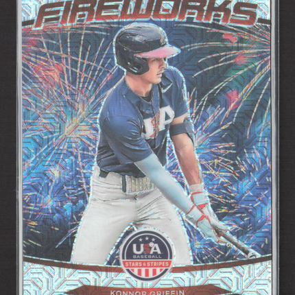 2026 Panini USA Baseball Stars & Stripes Prizm Fireworks Konnor Griffin #22 /25