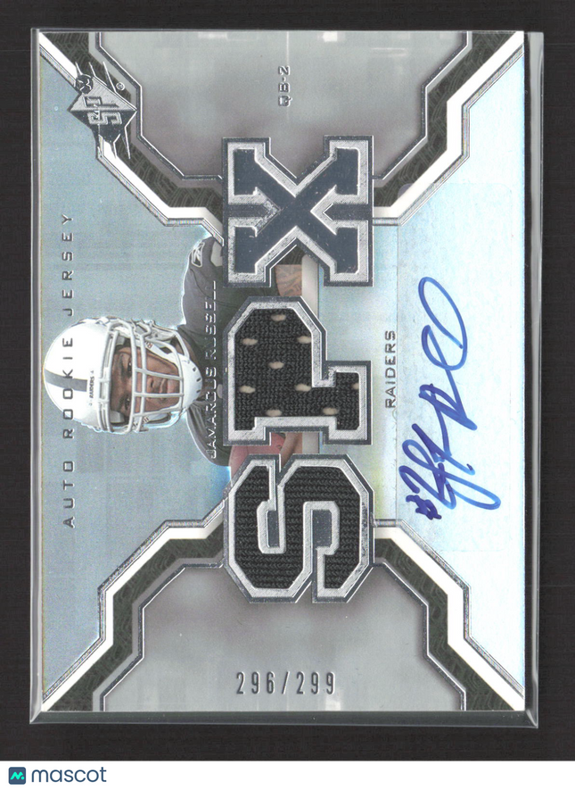 2007 UD SPx JaMarcus Russell #222 Event-Worn Jersey Auto Rookie Jersey 296/299