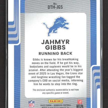 2025 Panini Donruss Threads Jahmyr Gibbs #DTH-JGS Blue Jersey