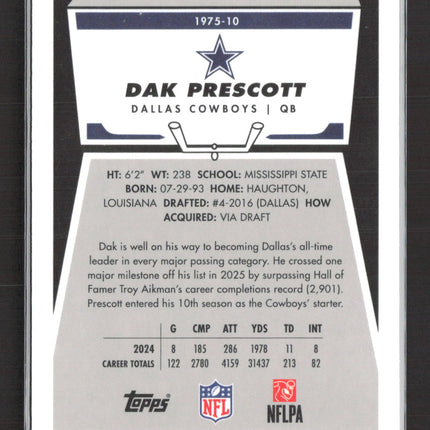 2025 Topps Chrome Dak Prescott #1975-10 Blue 009/150