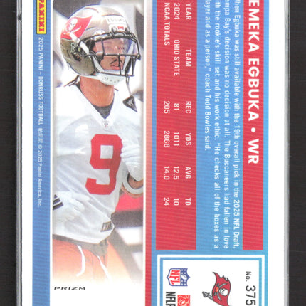 2025 Panini Donruss Optic Prizm Emeka Egbuka #375 Red Pandora