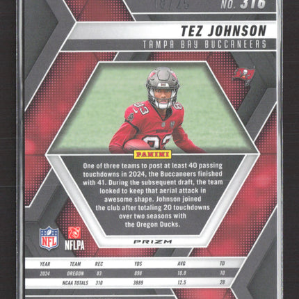 2025 Panini Mosaic Football Tez Johnson #316 Orange RC 18/25