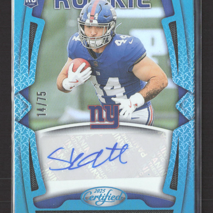 2025 Panini Certified Cam Skattebo #RSI-CSO Teal 14/75 RC Auto