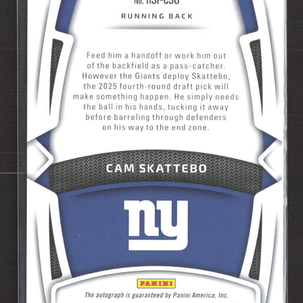 2025 Panini Certified Cam Skattebo #RSI-CSO Teal 14/75 RC Auto