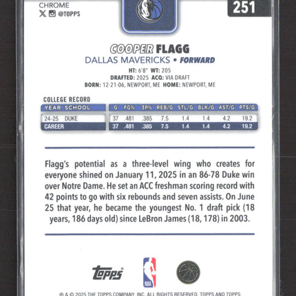 2025 Topps Chrome Cooper Flagg #251 RC