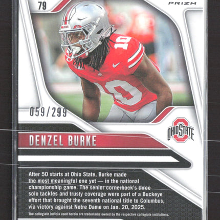 2025 Panini Prizm Draft Picks Denzel Burke #79 Purple Wave RC 059/299