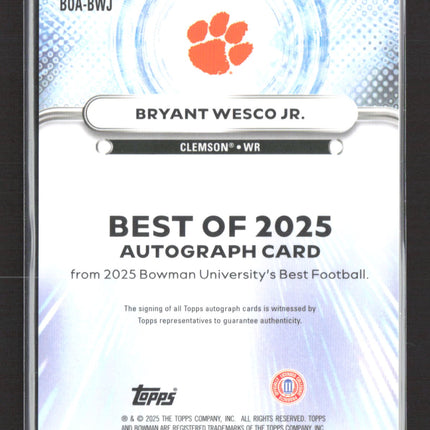 2025 Bowman University Best Football Bryant Wesco Jr. #BOA-BWJ Auto
