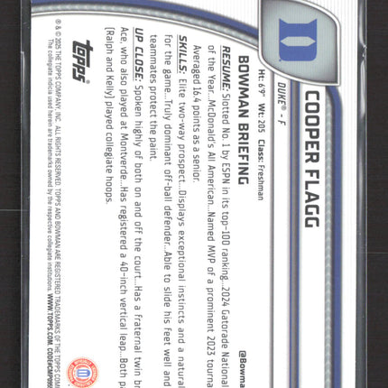 2025 Bowman Chrome University Cooper Flagg #16 X-Fractor 1st Bowman