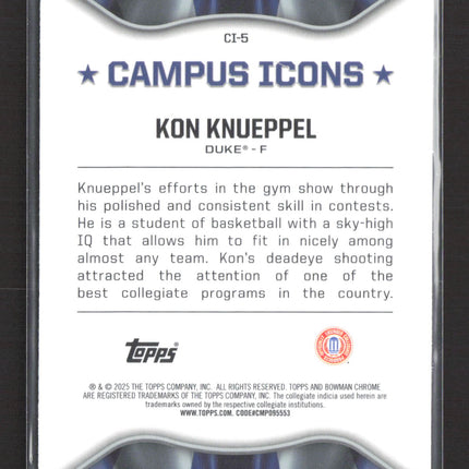 2025 Bowman Chrome Campus Icons Kon Knueppel #CI-5 Xfractor