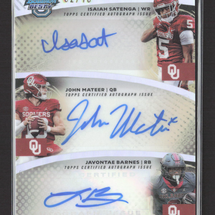 2025 Bowman University Best Javontae Barnes Isaiah Satenga John Mateer /10 Auto