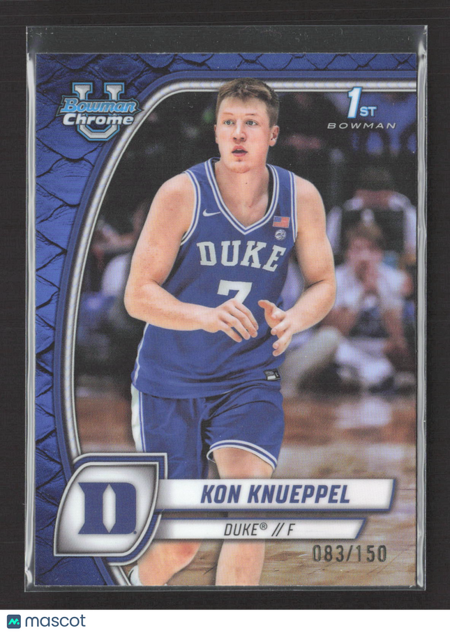 2025 Bowman Chrome University Kon Knueppel #48 Blue Reptilian /150