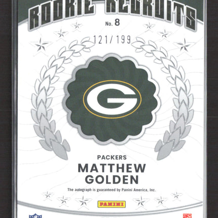 2025 Panini Donruss Optic Prizm Rookie Recruits Matthew Golden #8 RC /199 Auto
