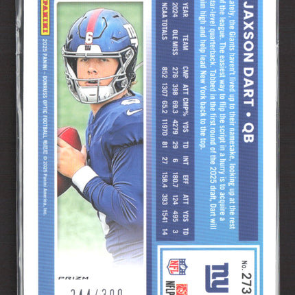 2025 Panini Donruss Optic Jaxson Dart #273 Set Silver Wave /300