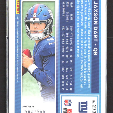 2025 Panini Donruss Optic Prizm Jaxson Dart #273 Set Silver Wave /300
