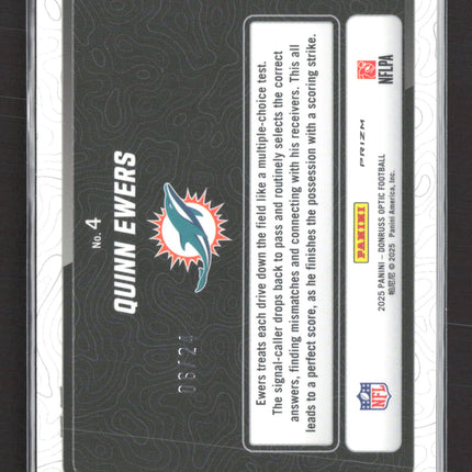 2025 Panini Donruss Optic Prizm Quinn Ewers #4 Green Dragon RC 06/24