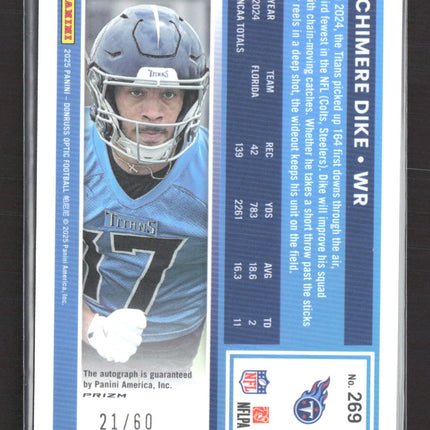 2025 Panini Donruss Optic Prizm Chimere Dike #269 /60 Auto Black Gold Shimmer
