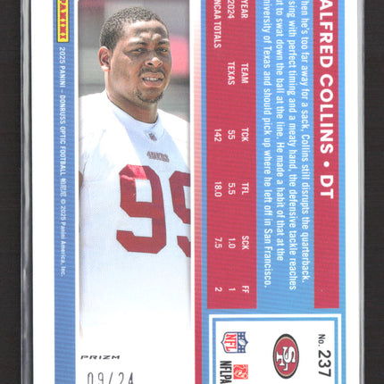 2025 Panini Donruss Optic Prizm Alfred Collins #237 Green Dragon 09/24