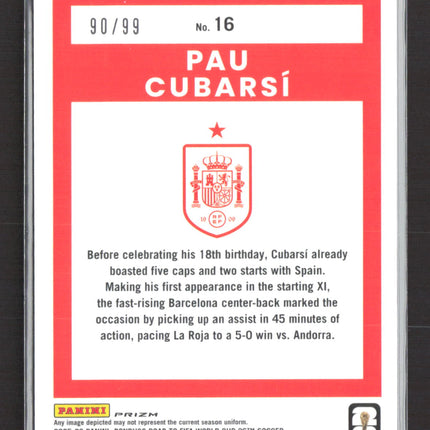 2025 Panini Donruss Road to FIFA World Cup Optic Pau Cubarsi #16 Orange Ice /99
