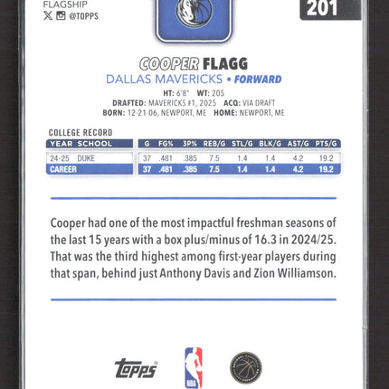 2025 Topps Flagship Cooper Flagg #201 RC
