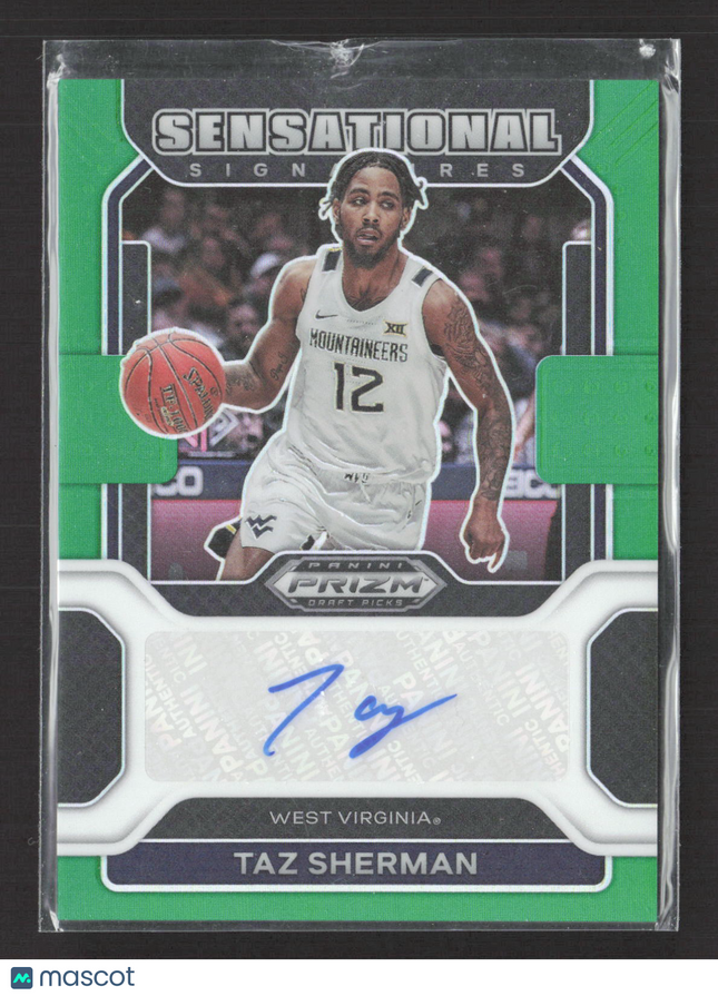 2022 Prizm Draft Picks Sensational Signatures Taz Sherman #SS-TAZ Green Auto