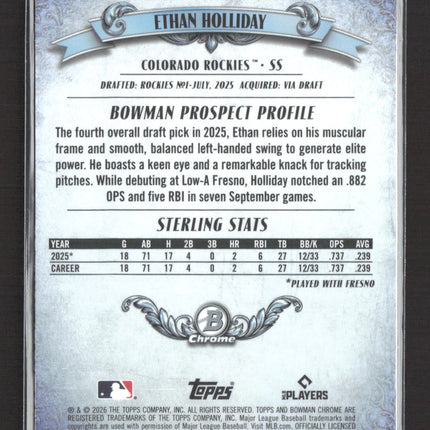 2026 Topps Bowman Sterling Chrome Ethan Holliday #BST-11