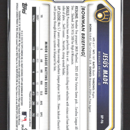 2026 Topps Bowman Jesus Made #BP-96 Yellow 25/75