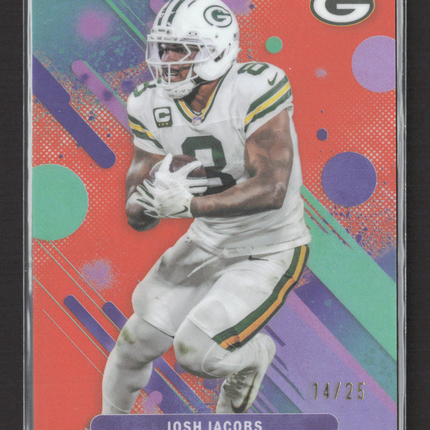 2025 Topps Finest Josh Jacobs #76 Orange Refractor 14/25