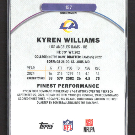 2025 Topps Finest Kyren Williams #157 Blue Refractor 017/250