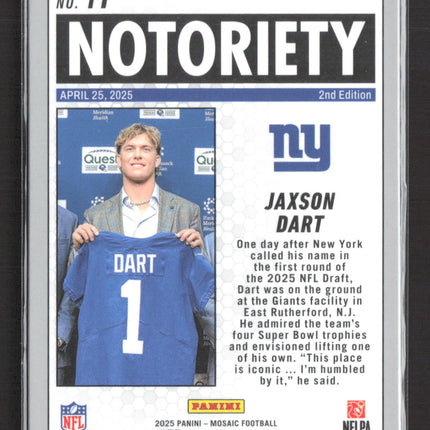 2025 Panini Mosaic Notoriety Jaxson Dart #11 RC