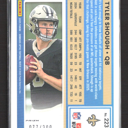 2025 Panini Donruss Optic Prizm Tyler Shough #223 077/300 Set Silver Wave