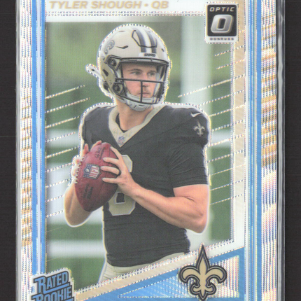 2025 Panini Donruss Optic Prizm Tyler Shough #223 011/300 Set Silver Wave