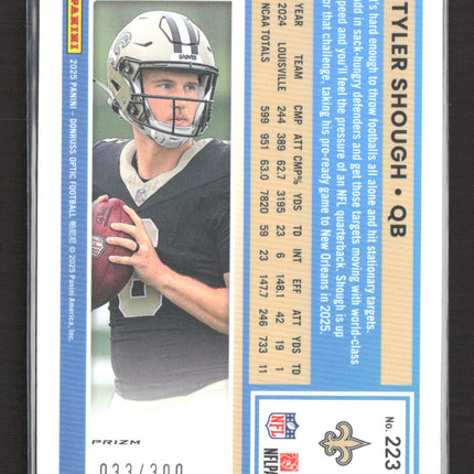 2025 Panini Donruss Optic Tyler Shough #223 Prizm 033/300 Set Silver Wave