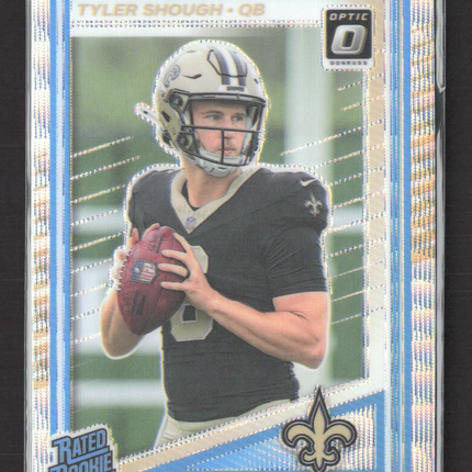 2025 Panini Donruss Optic Prizm Tyler Shough #223 108/300 Set Silver Wave