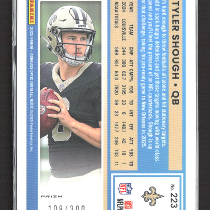 2025 Panini Donruss Optic Prizm Tyler Shough #223 108/300 Set Silver Wave