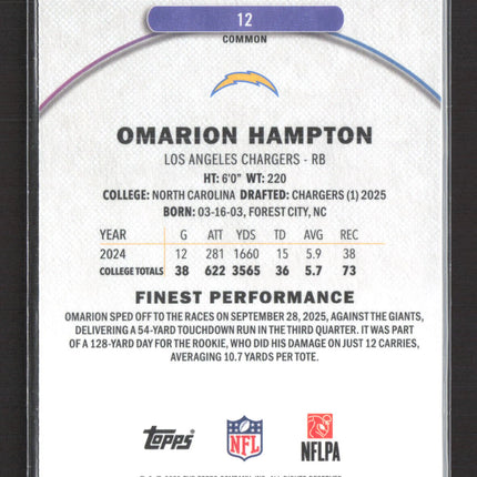 2025 Topps Finest Omarion Hampton #12 RC