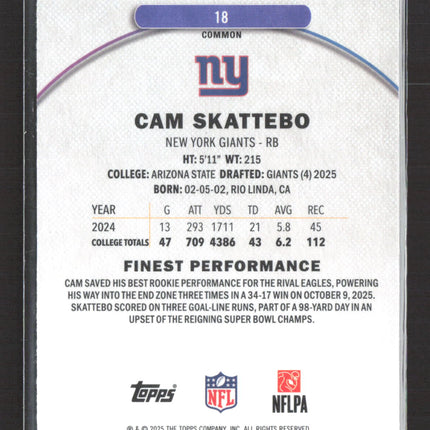 2025 Topps Finest Cam Skattebo #18 RC