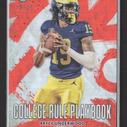 2025 Bowman Chrome College Rule Playbook Bryce Underwood #CRP-6 Red Orange 10/25