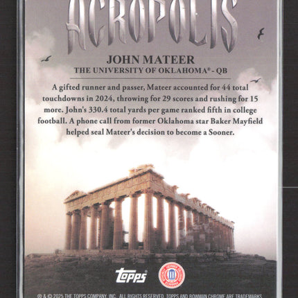 2025 Bowman Chrome Acropolis John Mateer #A-4 04/25 Orange