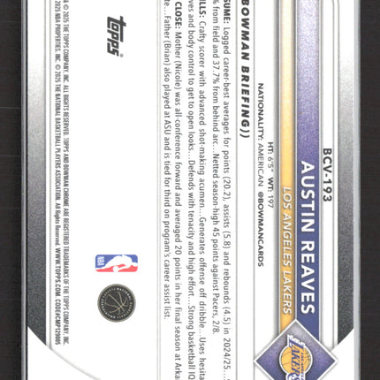 2023 Bowman Chrome Austin Reaves #BCV-193 Red /5