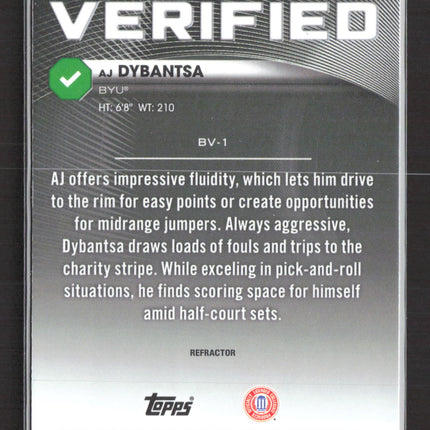 2025 Bowman Chrome University Verified AJ Dybantsa #BV-1 Refractor