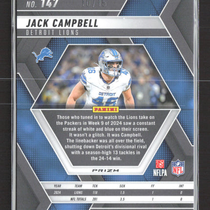 2025 Panini Mosaic Prizm Jack Campbell #147 10/15 Tesselation