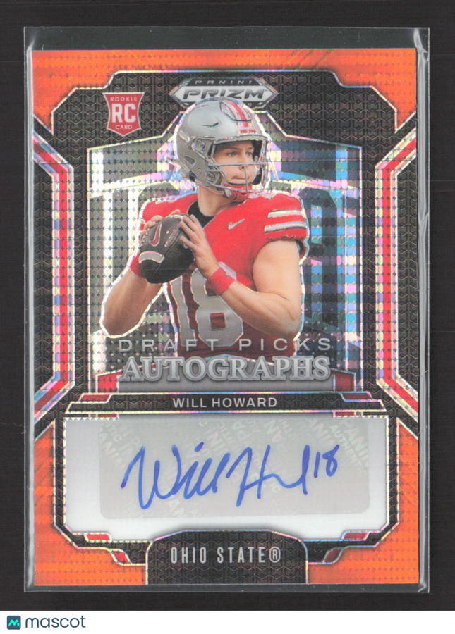 2025 Panini Prizm Draft Picks Will Howard #DPA-WHD Orange RC 30/35 Auto