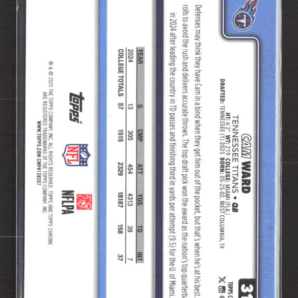 2025 Topps Chrome Cam Ward #314 RC